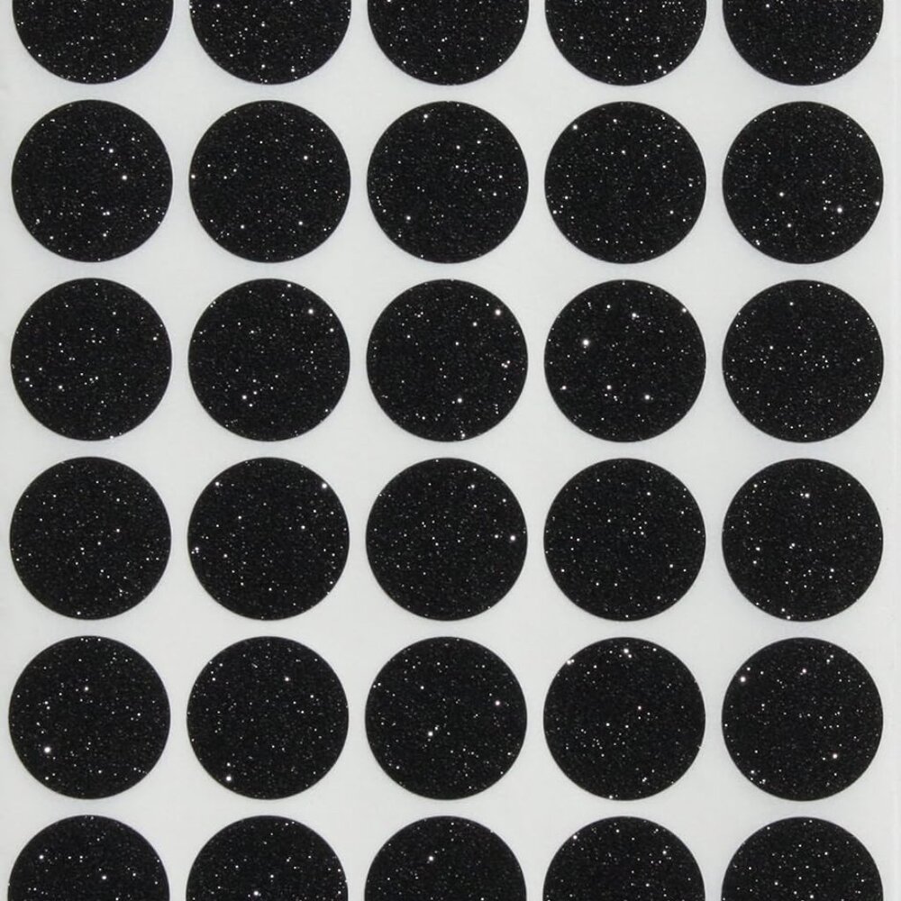 Black Glitter Sticker 3/4 Diameter - Envelope Seals - Size 0.75 inch 19mm - 200